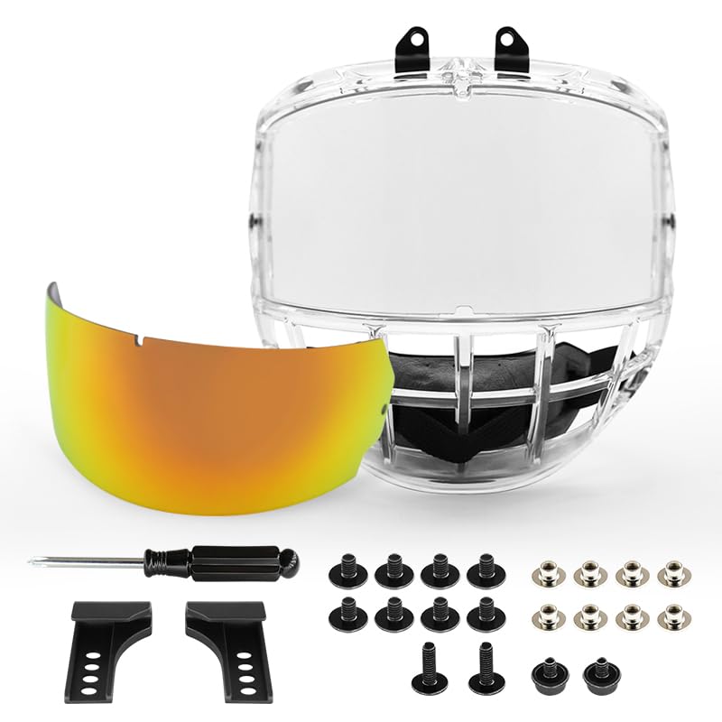 GY Hockey Full Shield Visor Junior Hockey Visor Ice Hockey Helmet Full Face Protection Visor (Clear)