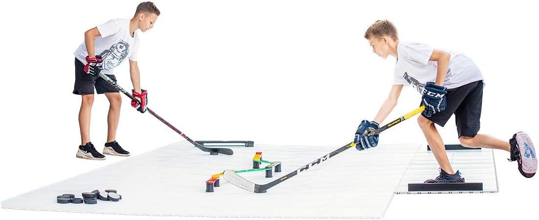 Hockey Revolution My Puzzle Durable Flooring Tiles - Slick Interlocking Training Surface for Stickhandling, Shooting, Passing - Build Your Own Platform (8 Tiles (9.39 sqft)