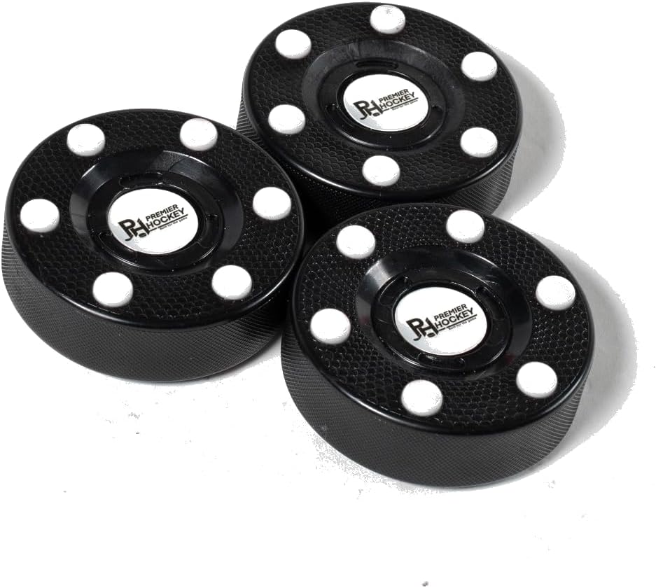 Premier Sports - 3 Pack Inline Hockey Pucks – Fast Glide with 6 Slider Dots, Crosshatch Design for Realistic Feel – Street, Roller and DEK Hockey