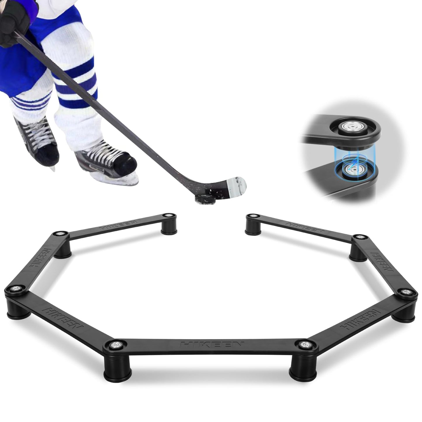 Hikeen 7-Sections Hockey Training Equipment,Magnetic Adjustable Size Hockey Stick Handling Trainer,Portable Stickhandling Training Tool for Puck Control, Reaction Time and Coordination