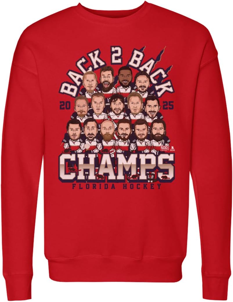 500 LEVEL Florida Hockey 2025 Back to Back World Champs Crewneck Sweatshirt