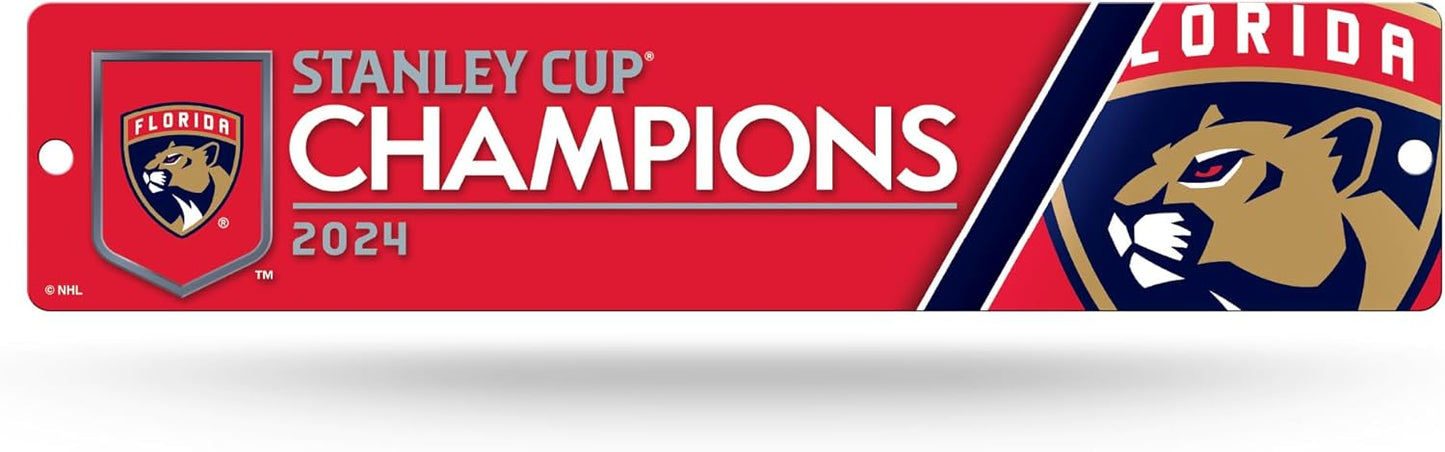 Rico Industries NHL Hockey Florida Panthers 2024 Stanley Cup Champions Plastic 4" x 16" Street Sign