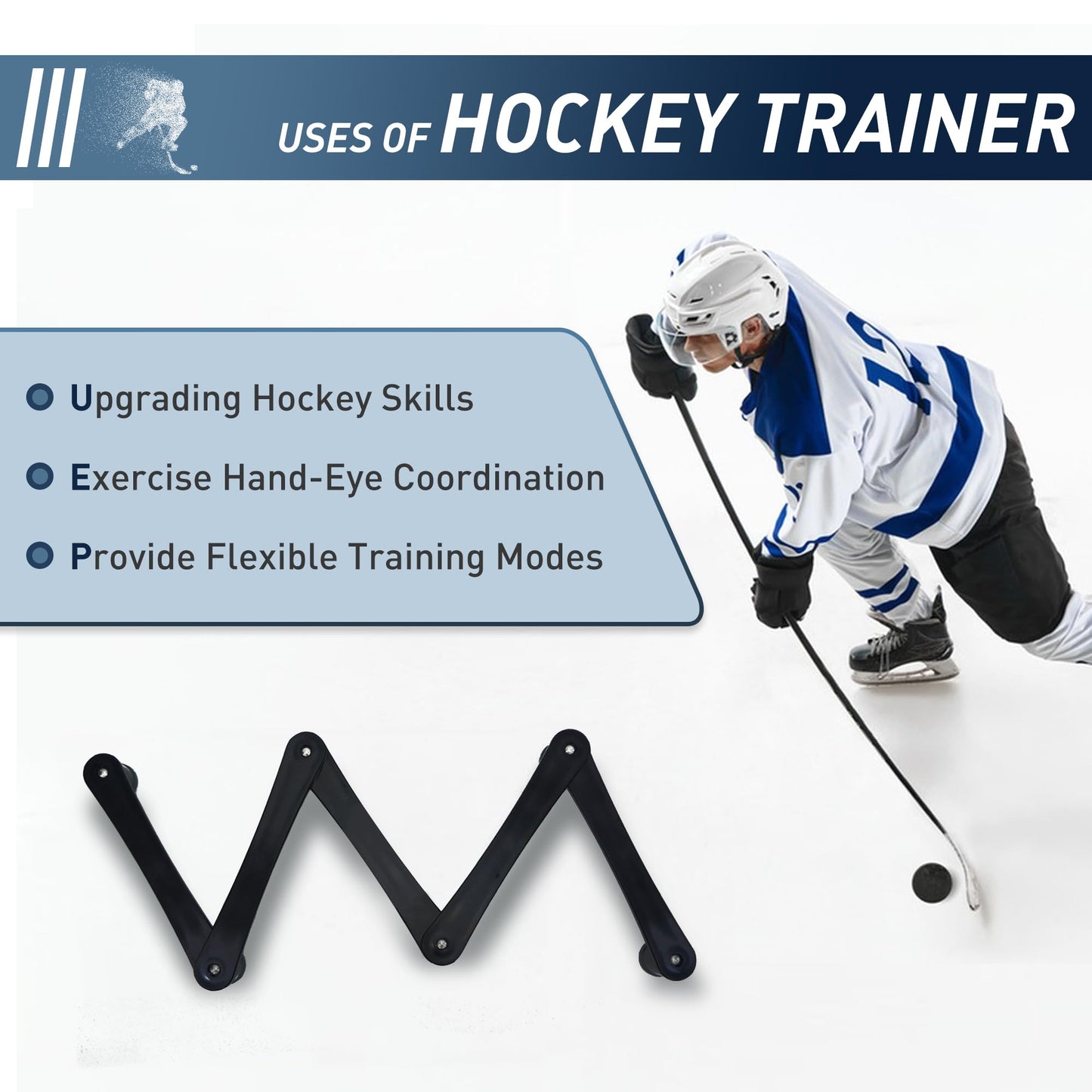 Hockey Training Equipment, Adjustable Hockey Stick Handling Trainer for Puck Control and Coordination, Portable Stickhandling Training Tool