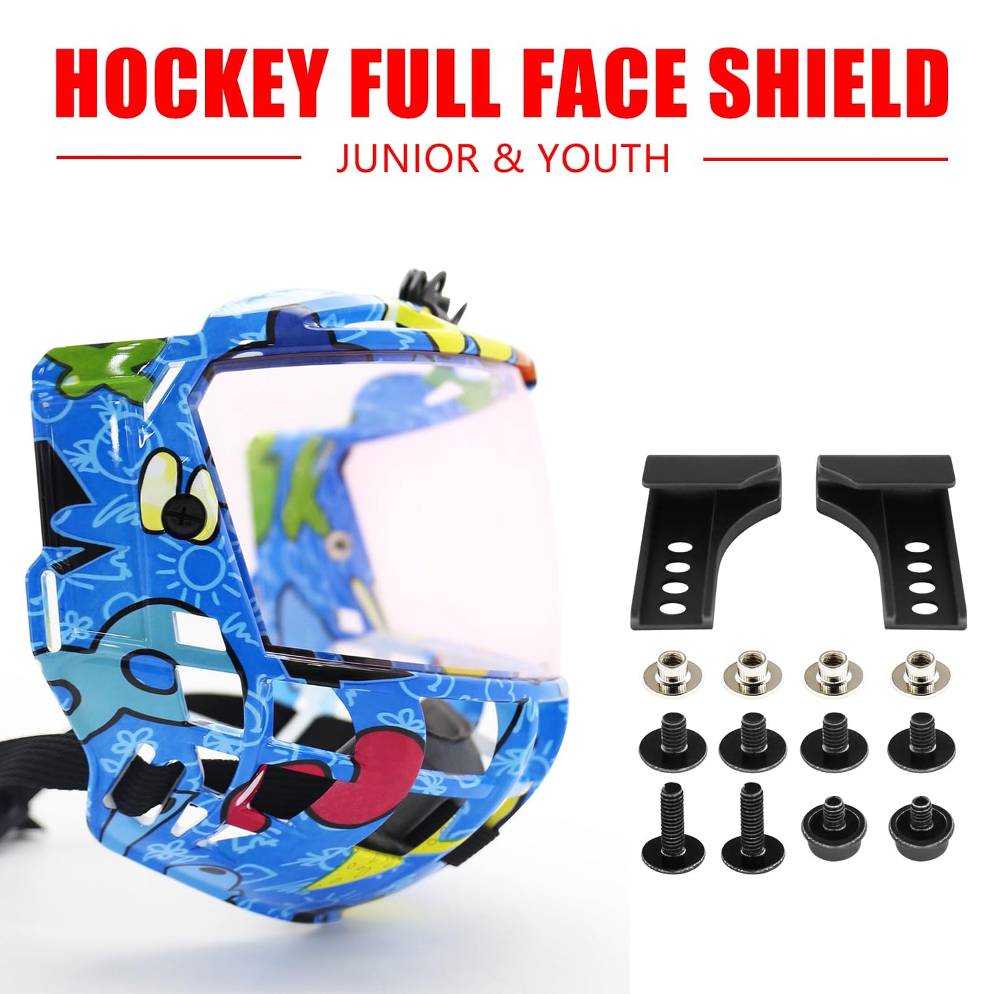 GY Hockey Full Shield Visor Junior Hockey Visor Ice Hockey Helmet Full Face Protection Visor (Clear)