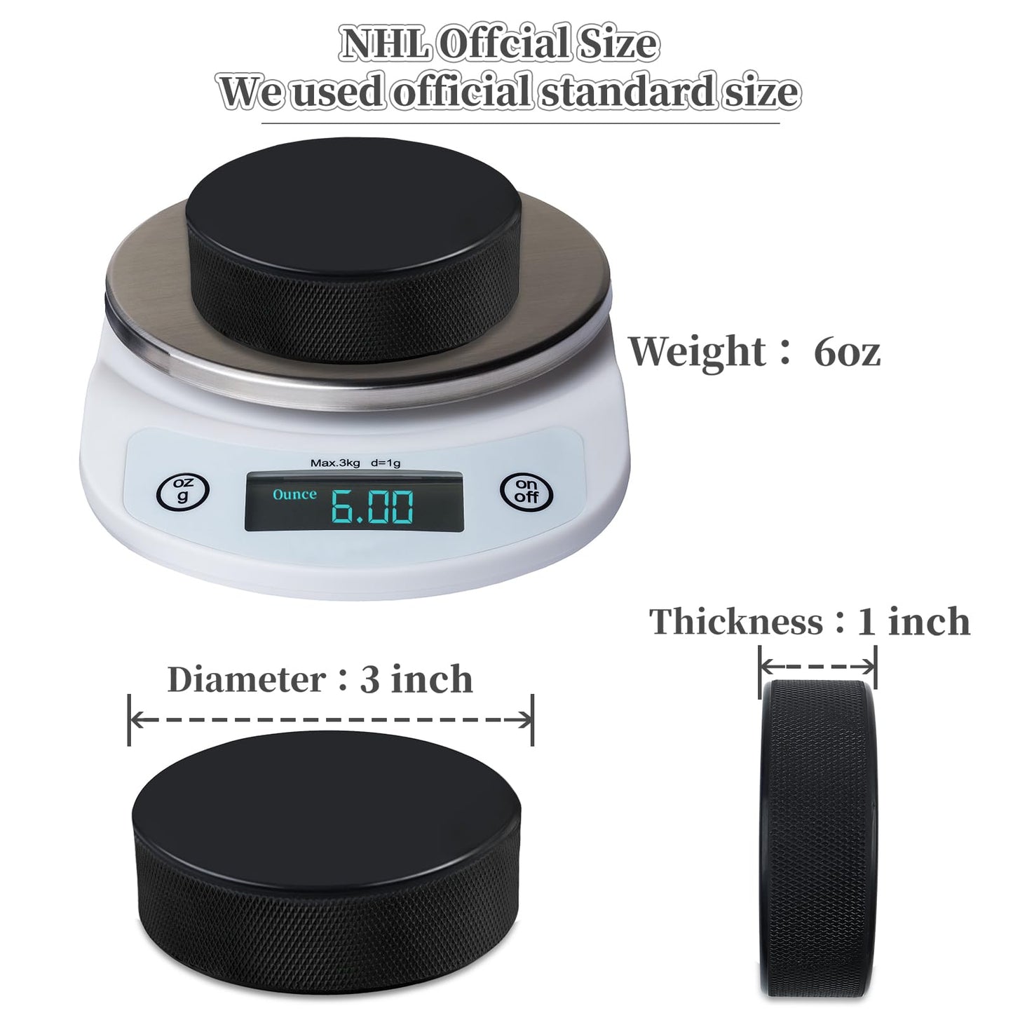 Hockey Pucks 50 Pack, Hockey Puck (Black), Official Hockey Pucks for Practicing and Classic Training, Ice Hockey Pucks Diameter 3", Thickness 1", 6oz, Hockey Pucks Bulk