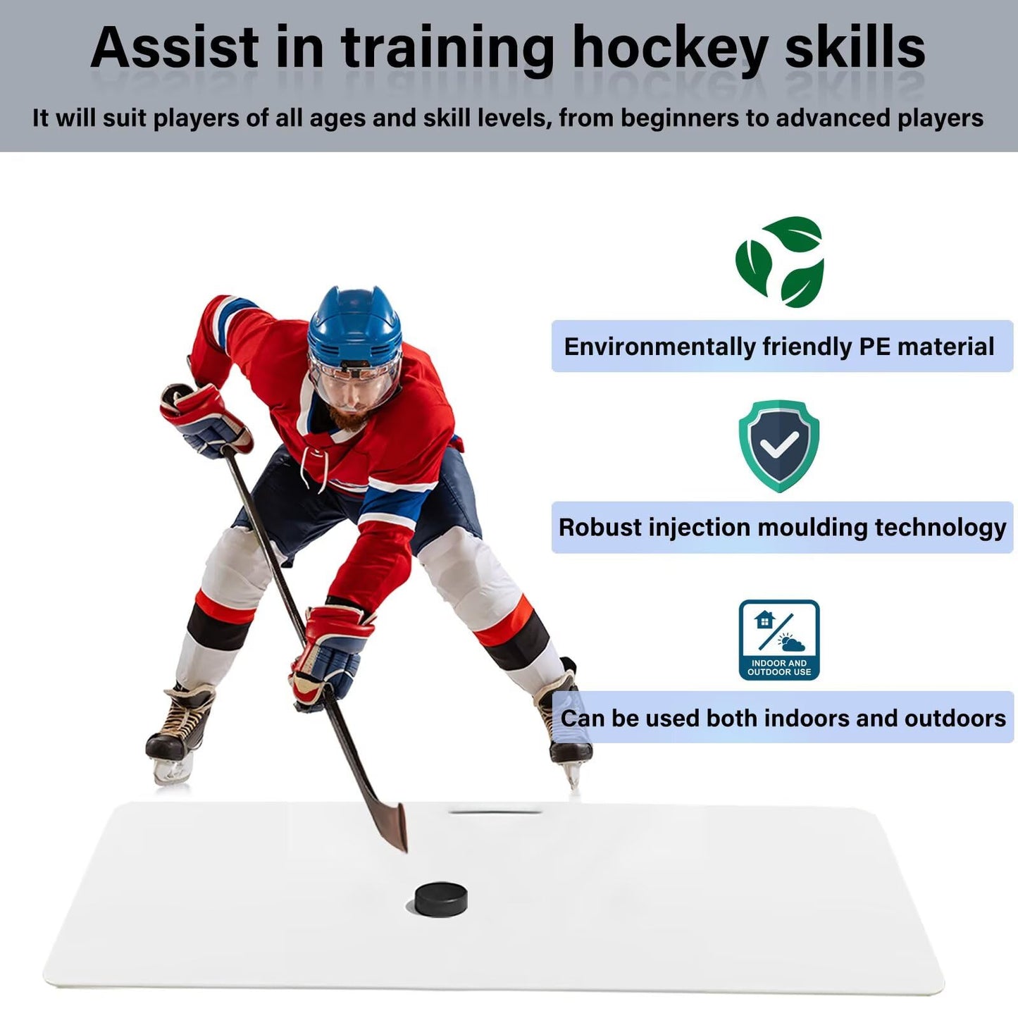 Hockey Shooting Pad Ice Hockey Training Equipment, Use Training Aid for Shooting, Passing & Stickhandling, Portable and Convenient