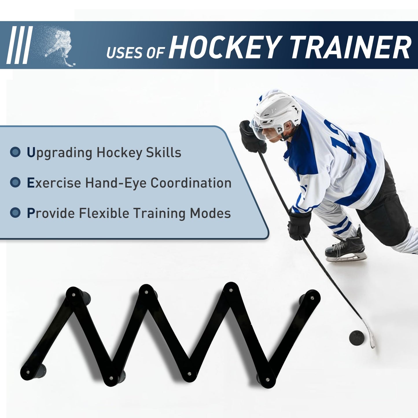 Hockey Training Equipment, Adjustable Hockey Stick Handling Trainer for Puck Control and Coordination, Portable Stickhandling Training Tool