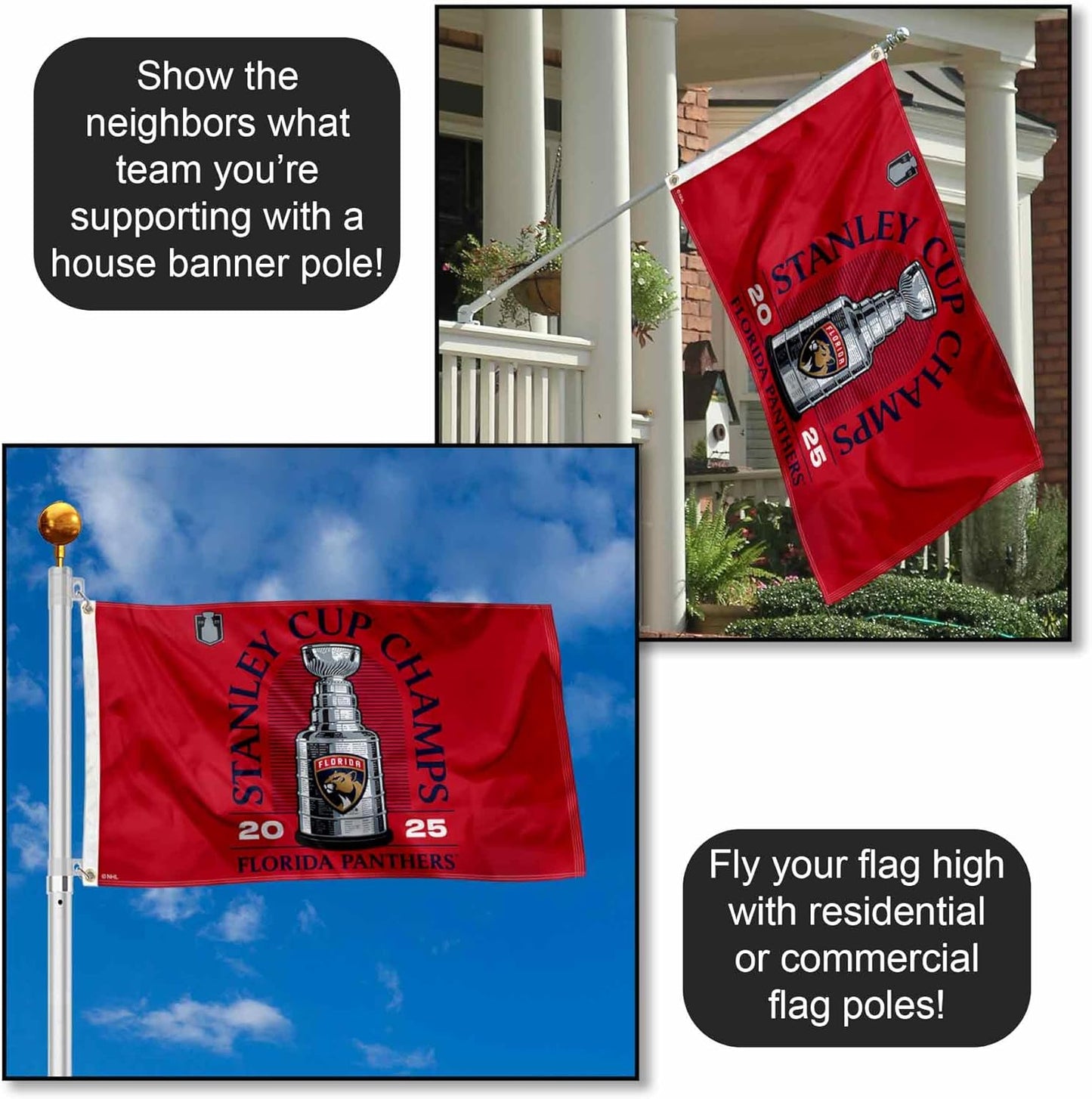Florida Panthers 2025 Stanley Cup Champions Banner Flag