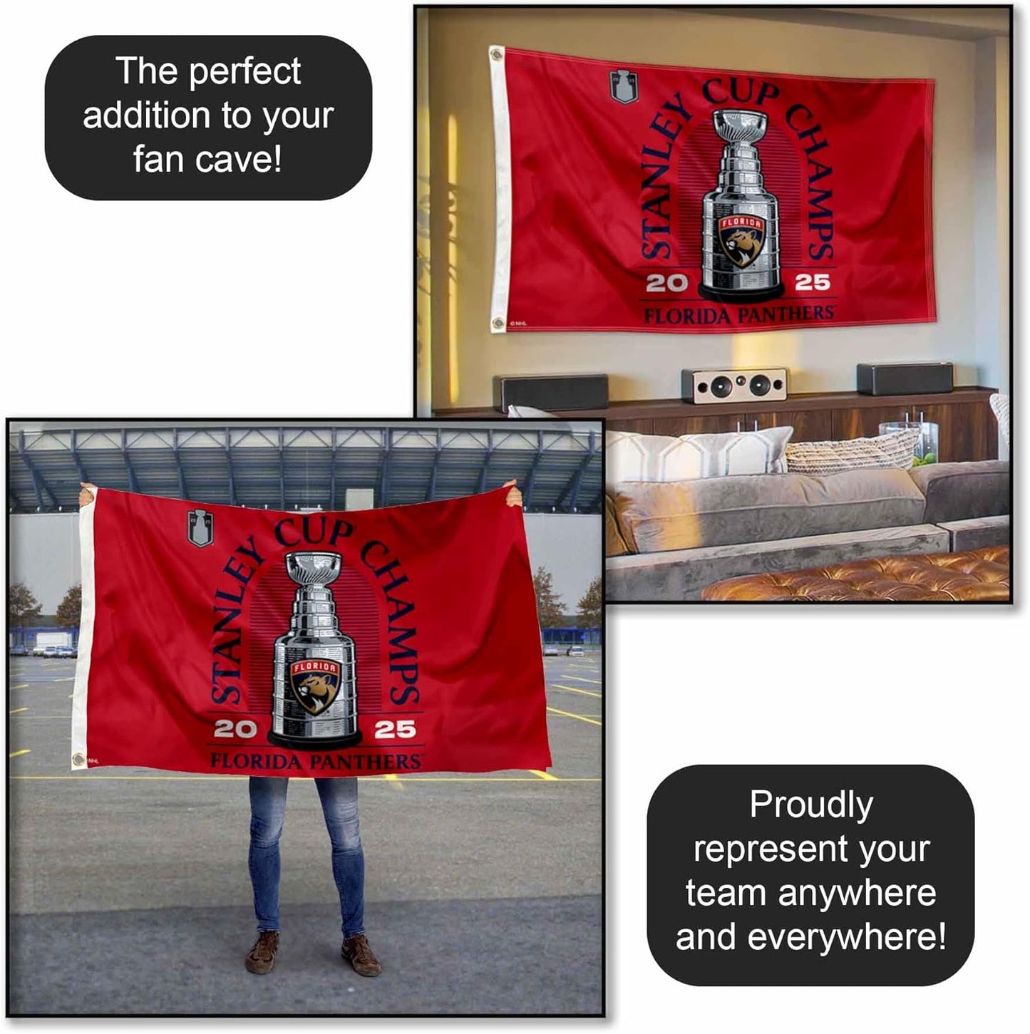 Florida Panthers 2025 Stanley Cup Champions Banner Flag