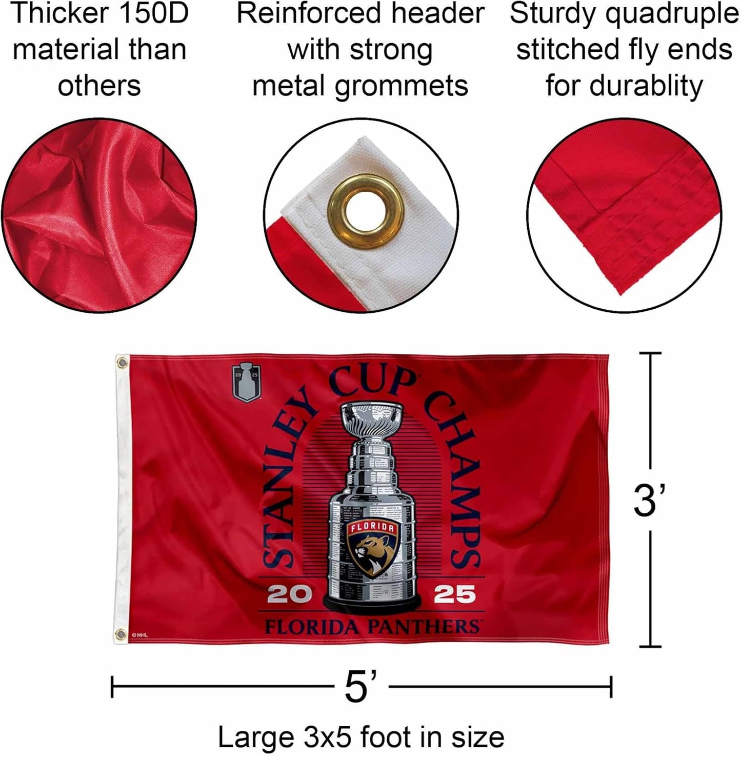 Florida Panthers 2025 Stanley Cup Champions Banner Flag