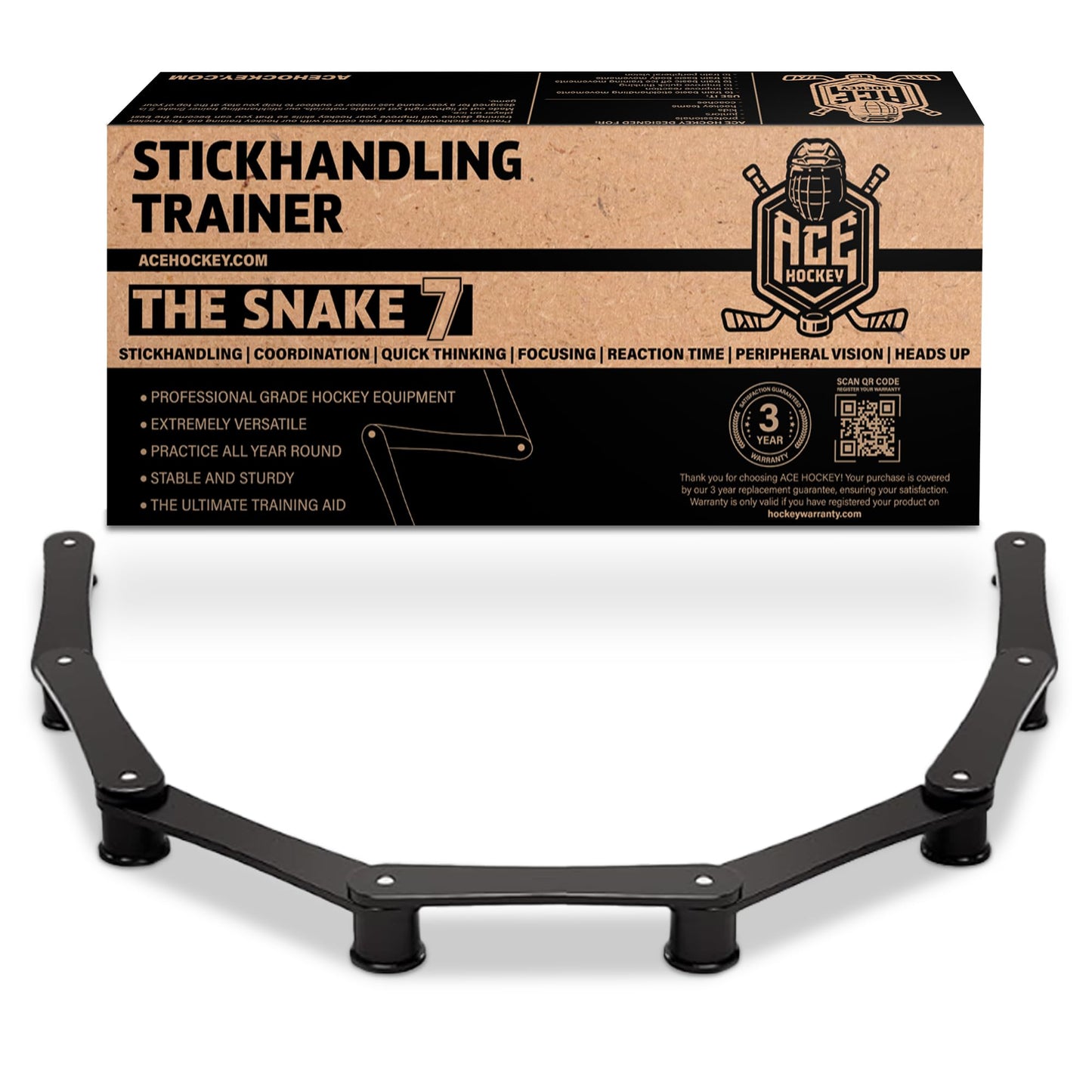The Snake Trainer - Lightweight Stickhandling Training Tool - Hockey Training Equipment for Puck Control, Reaction Time and Coordination - Portable, Durable and Adjustable