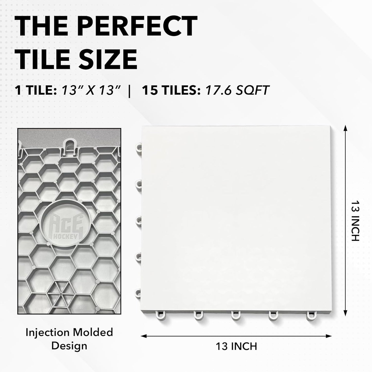 Dryland Flooring Tiles for Hockey Training - 8-Pack Hockey Tiles (9.4 sqft) for Shooting, Passing, Stickhandling - Not Skateable Synthetic Ice Tiles for Hockey Practice