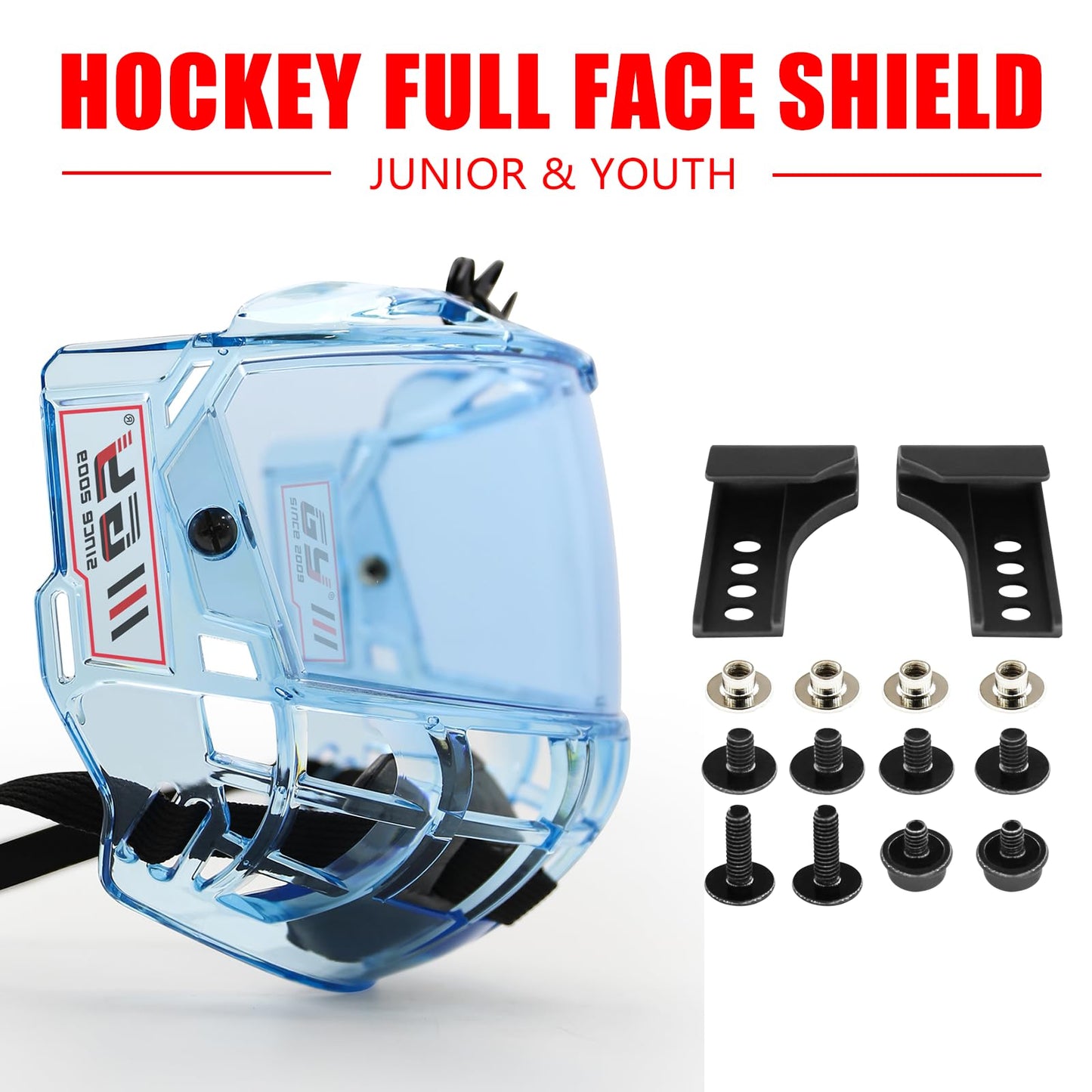 GY Hockey Full Shield Visor Junior Hockey Visor Ice Hockey Helmet Full Face Protection Visor (Clear)