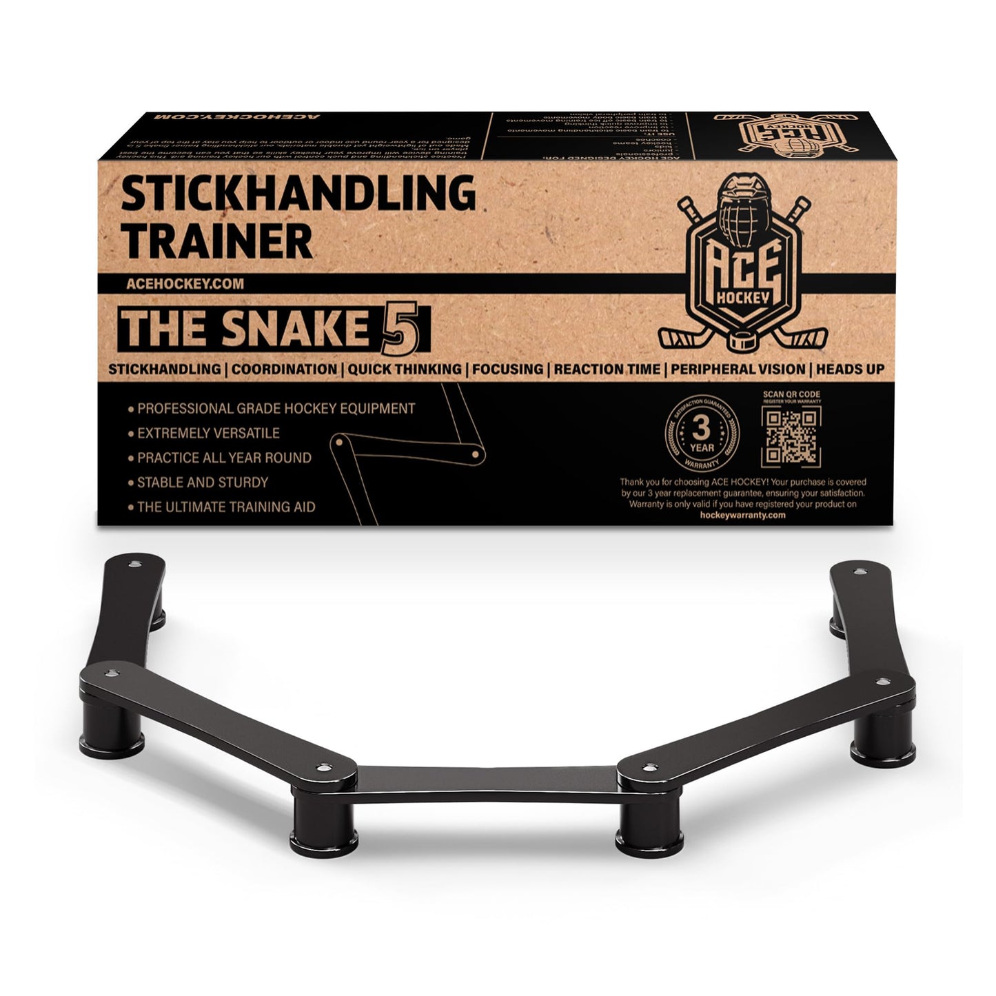 The Snake Trainer - Lightweight Stickhandling Training Tool - Hockey Training Equipment for Puck Control, Reaction Time and Coordination - Portable, Durable and Adjustable
