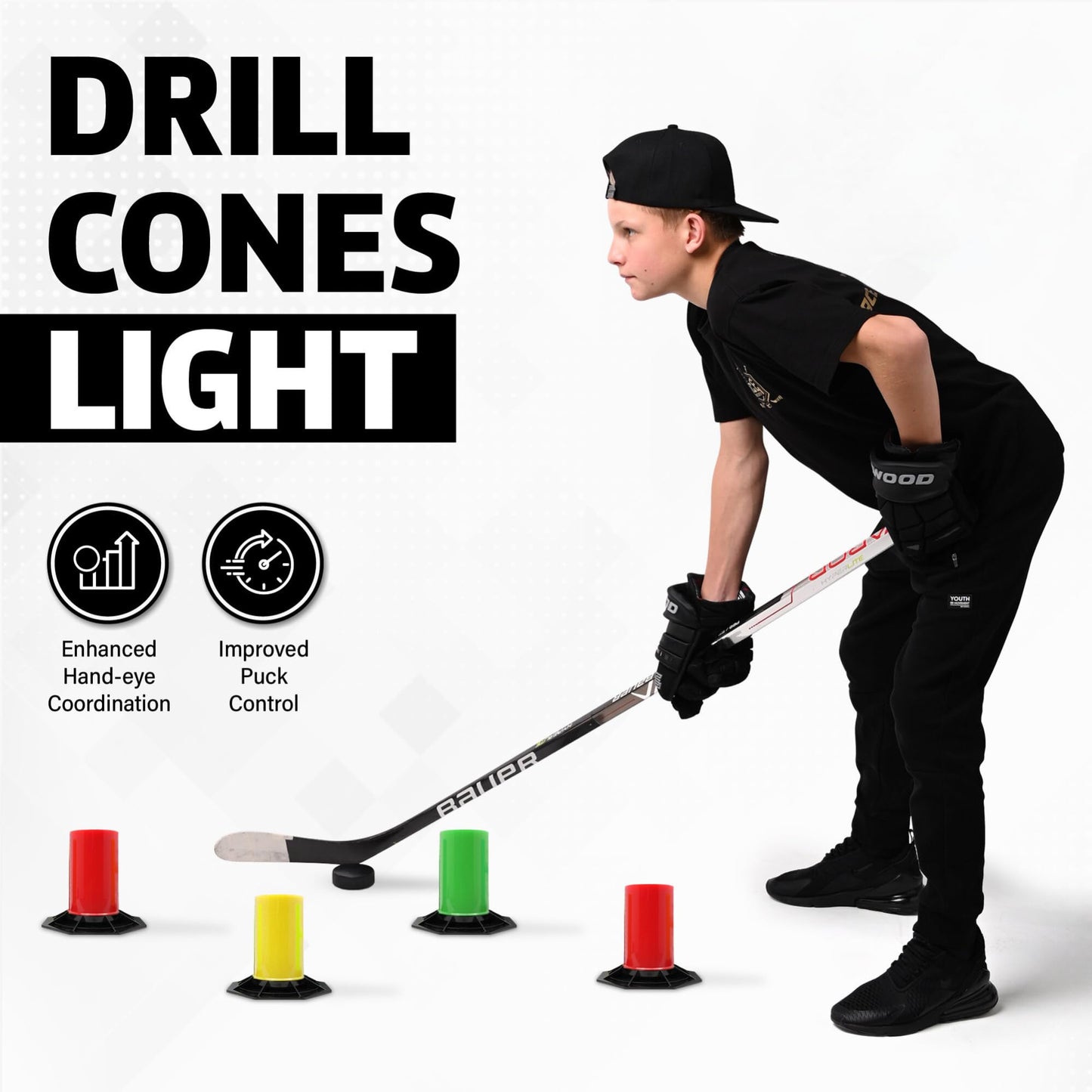 The Snake Trainer - Lightweight Stickhandling Training Tool - Hockey Training Equipment for Puck Control, Reaction Time and Coordination - Portable, Durable and Adjustable