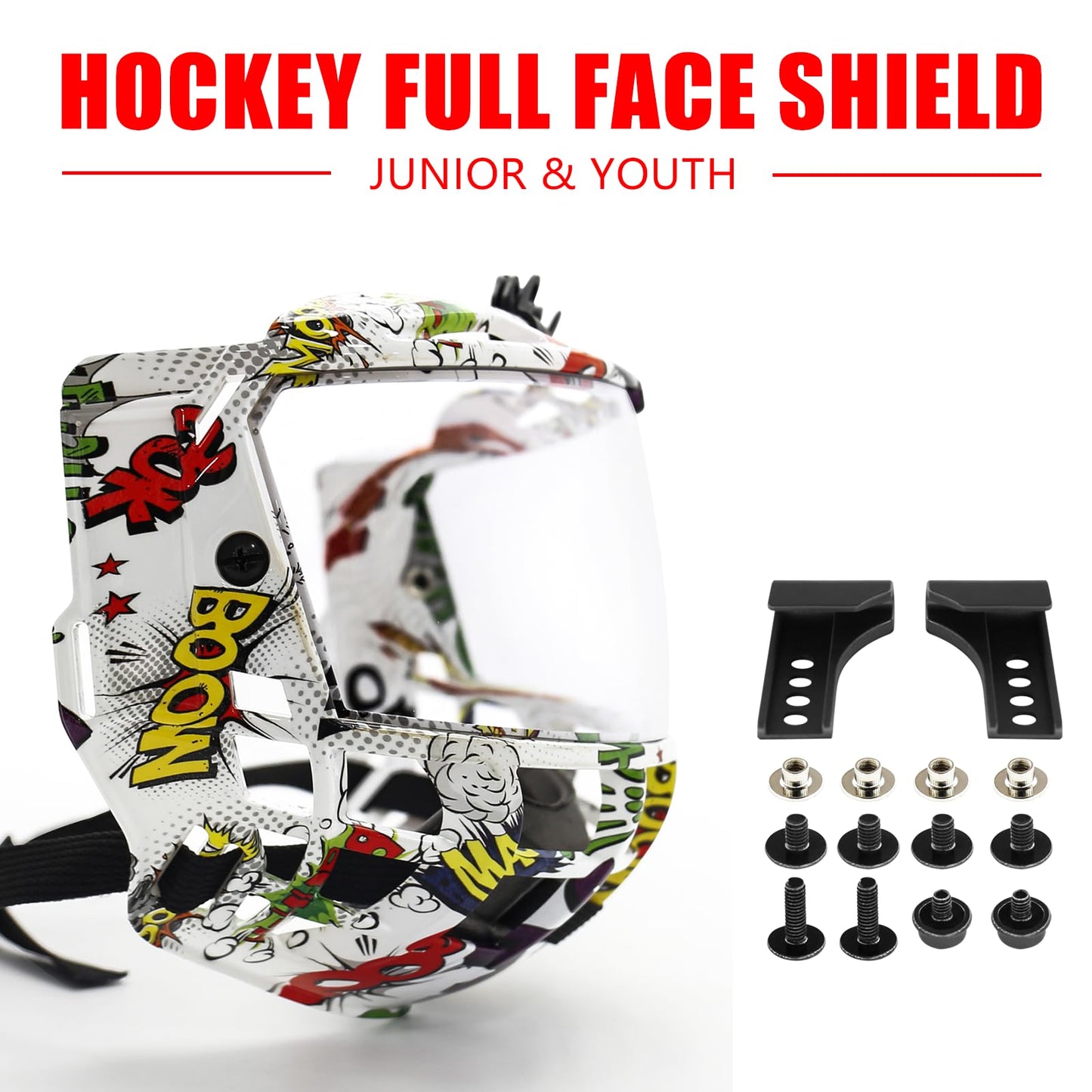 GY Hockey Full Shield Visor Junior Hockey Visor Ice Hockey Helmet Full Face Protection Visor (Clear)