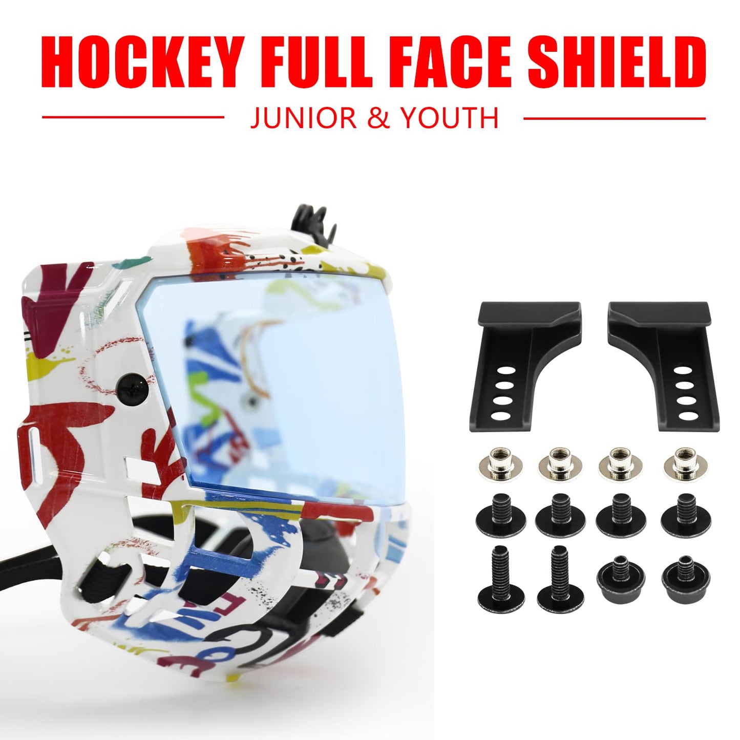 GY Hockey Full Shield Visor Junior Hockey Visor Ice Hockey Helmet Full Face Protection Visor (Clear)