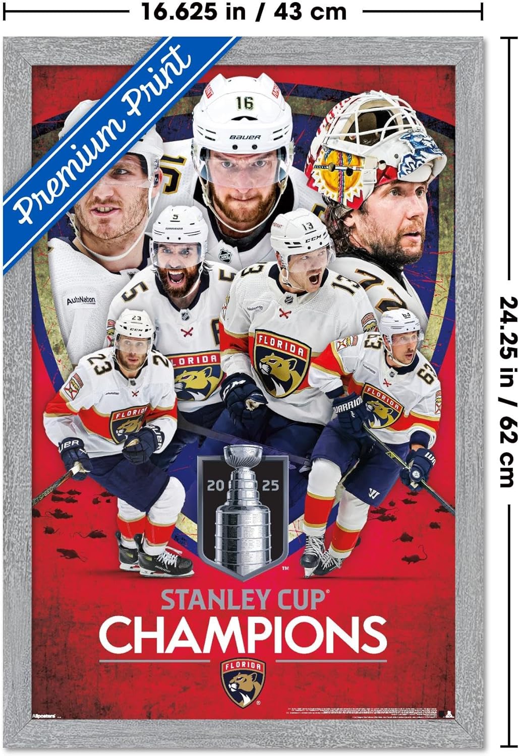 Trends International NHL Florida Panthers - 2025 Stanley Cup Champions Wall Poster, 34L x 22.4W, Premium Unframed Version