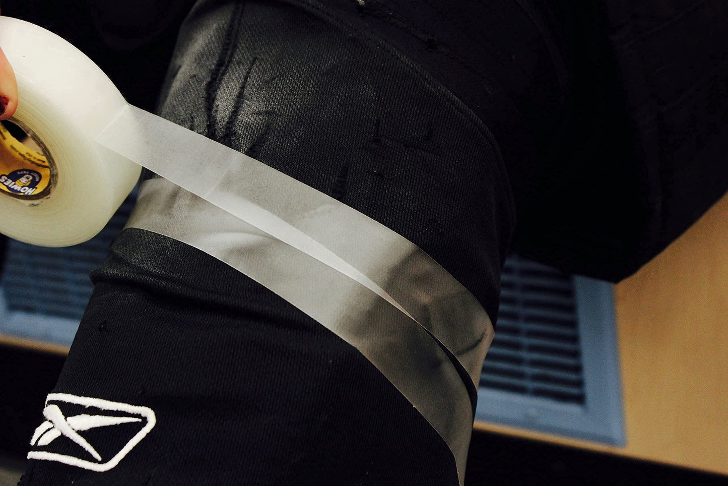 Howies Hockey Tape 6 Roll Pack - Cloth (1 Inch by 25 Yards Long) Clear/Poly (1" x 30yds) Free Tape TIN (Choose Your Colors) White, Black, Clear Shin Pad Sock Tape (6 White)