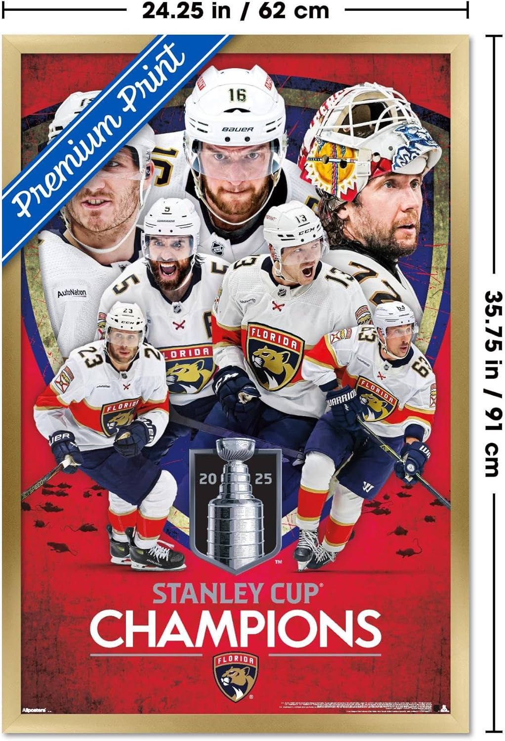 Trends International NHL Florida Panthers - 2025 Stanley Cup Champions Wall Poster, 34L x 22.4W, Premium Unframed Version
