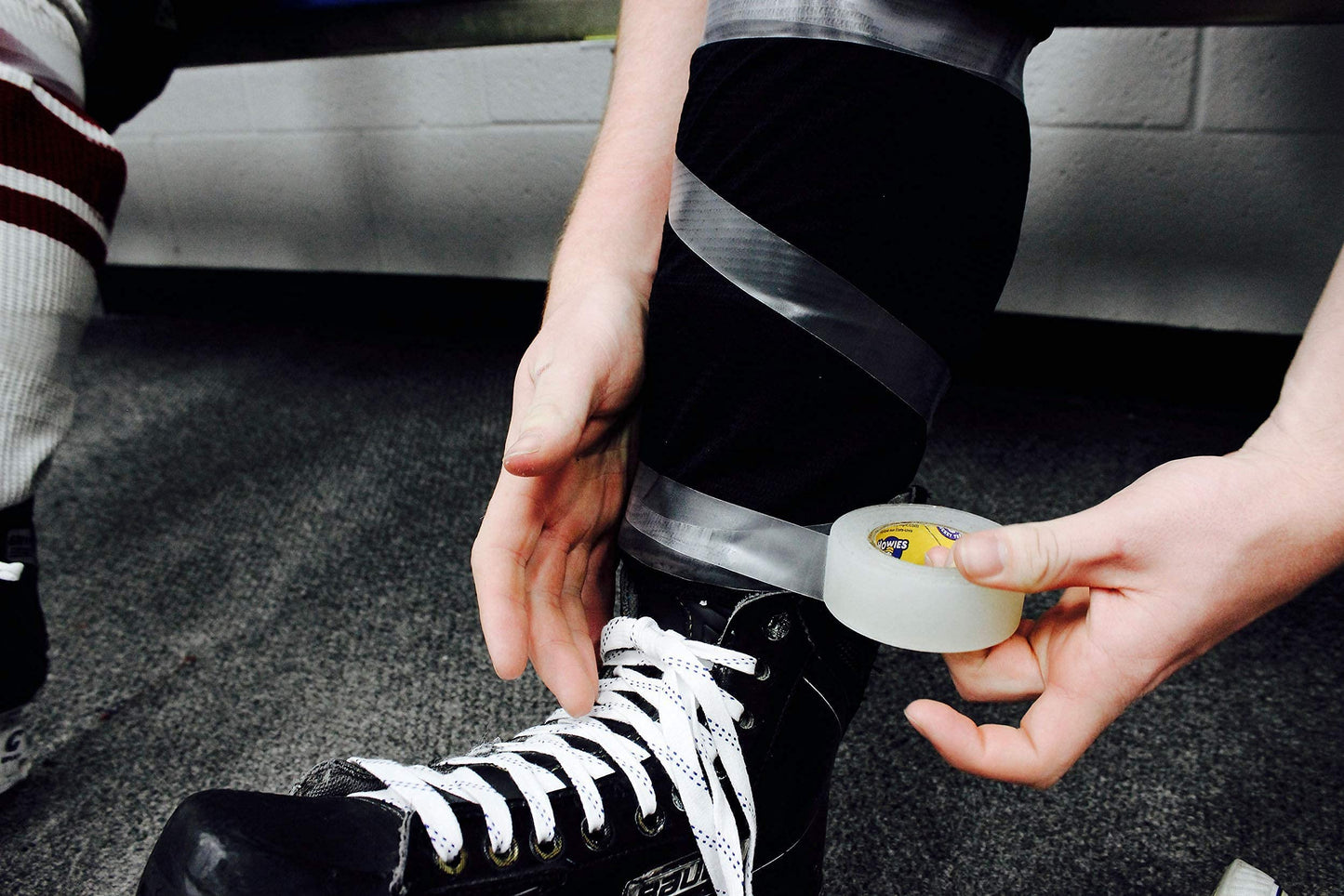 Howies Hockey Tape 6 Roll Pack - Cloth (1 Inch by 25 Yards Long) Clear/Poly (1" x 30yds) Free Tape TIN (Choose Your Colors) White, Black, Clear Shin Pad Sock Tape (6 White)