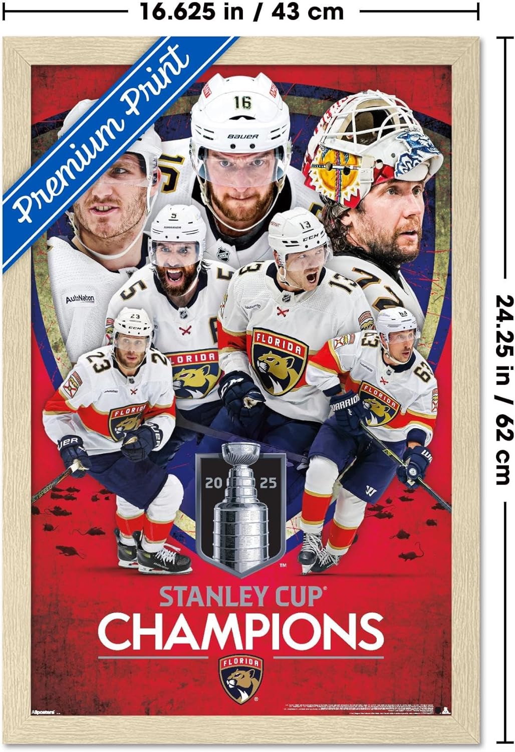 Trends International NHL Florida Panthers - 2025 Stanley Cup Champions Wall Poster, 34L x 22.4W, Premium Unframed Version