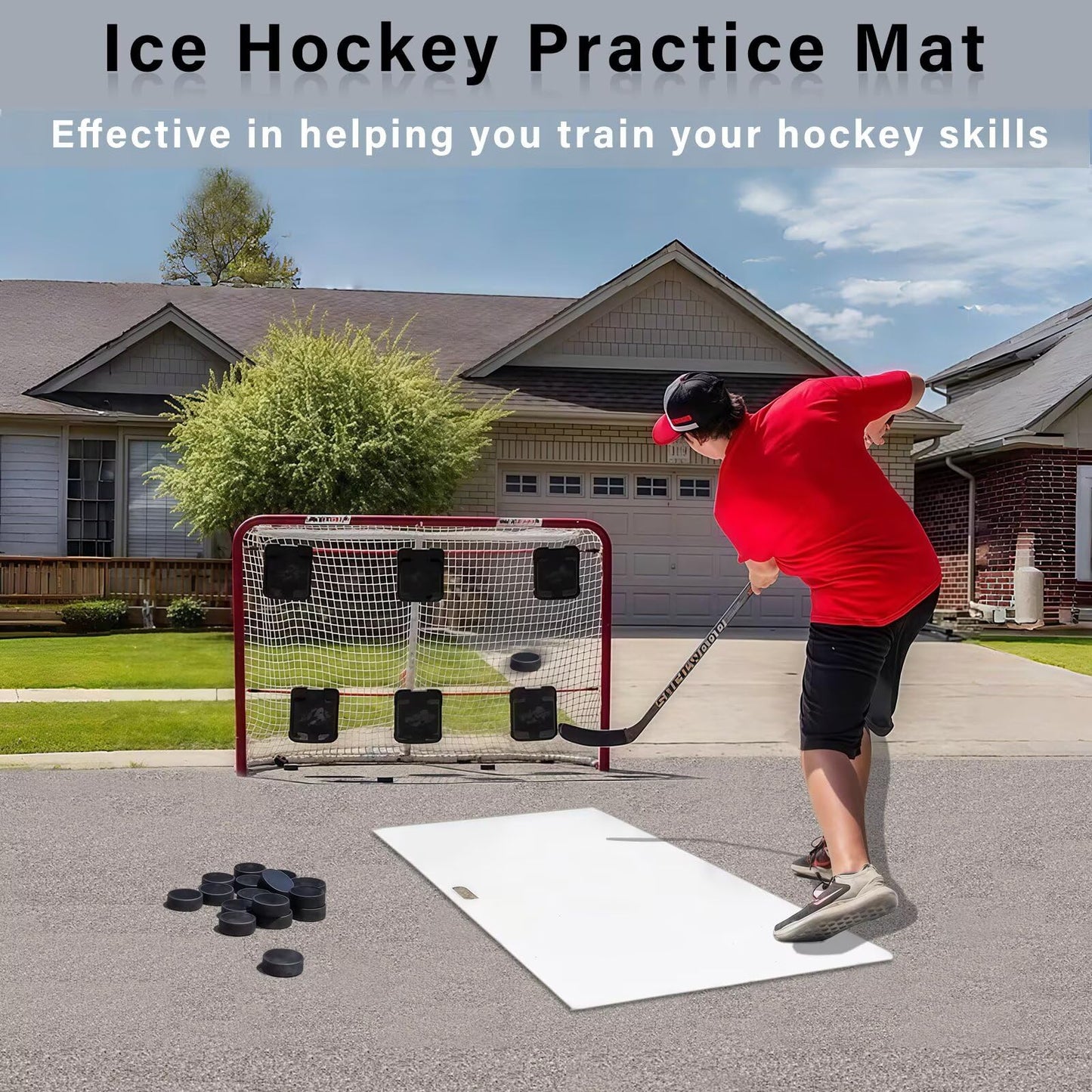 Hockey Shooting Pad Ice Hockey Training Equipment, Use Training Aid for Shooting, Passing & Stickhandling, Portable and Convenient