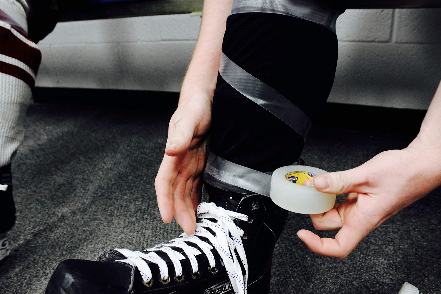 Howies Hockey Tape 6 Roll Pack - Cloth (1 Inch by 25 Yards Long) Clear/Poly (1" x 30yds) Free Tape TIN (Choose Your Colors) White, Black, Clear Shin Pad Sock Tape (6 White)