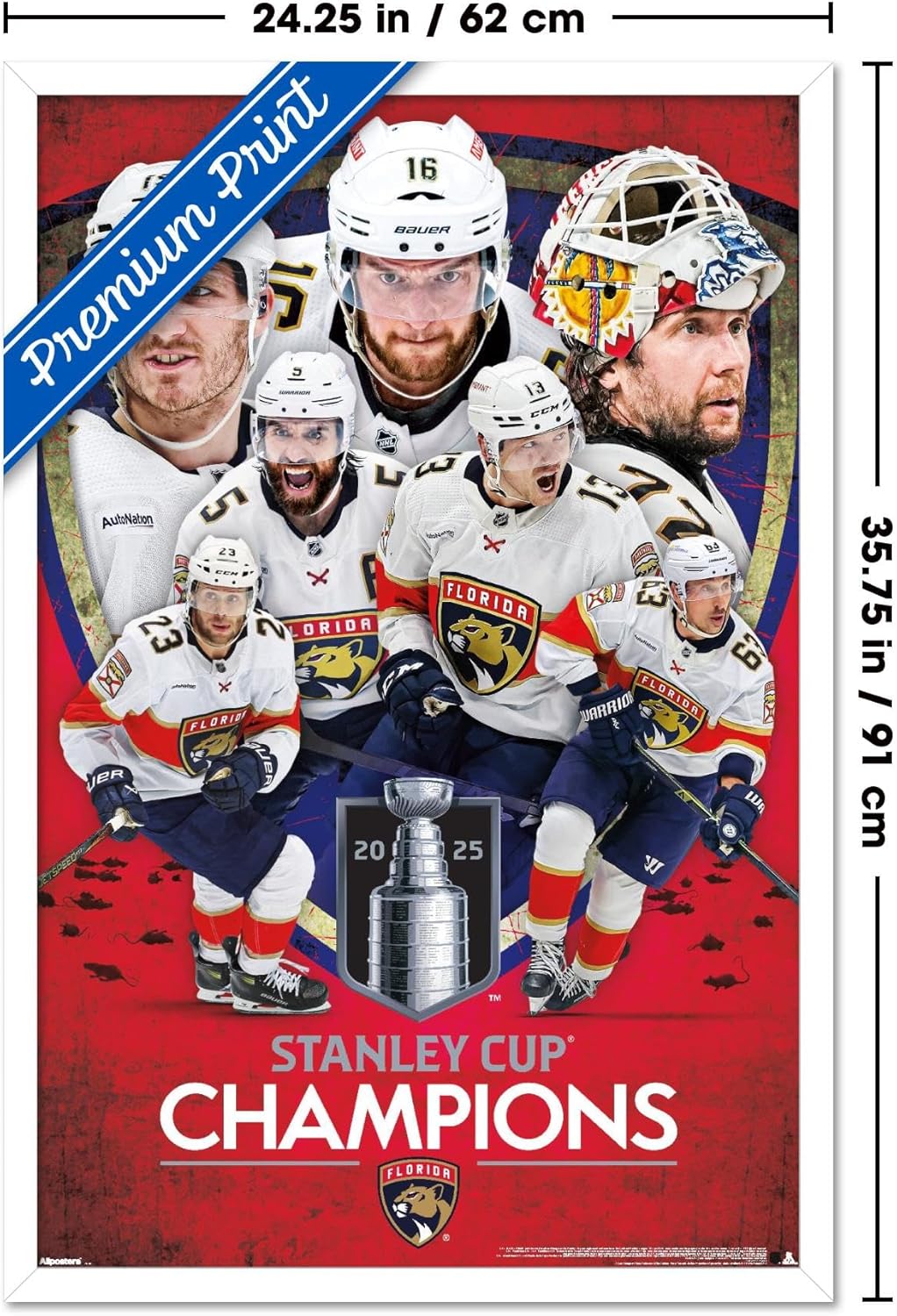 Trends International NHL Florida Panthers - 2025 Stanley Cup Champions Wall Poster, 34L x 22.4W, Premium Unframed Version