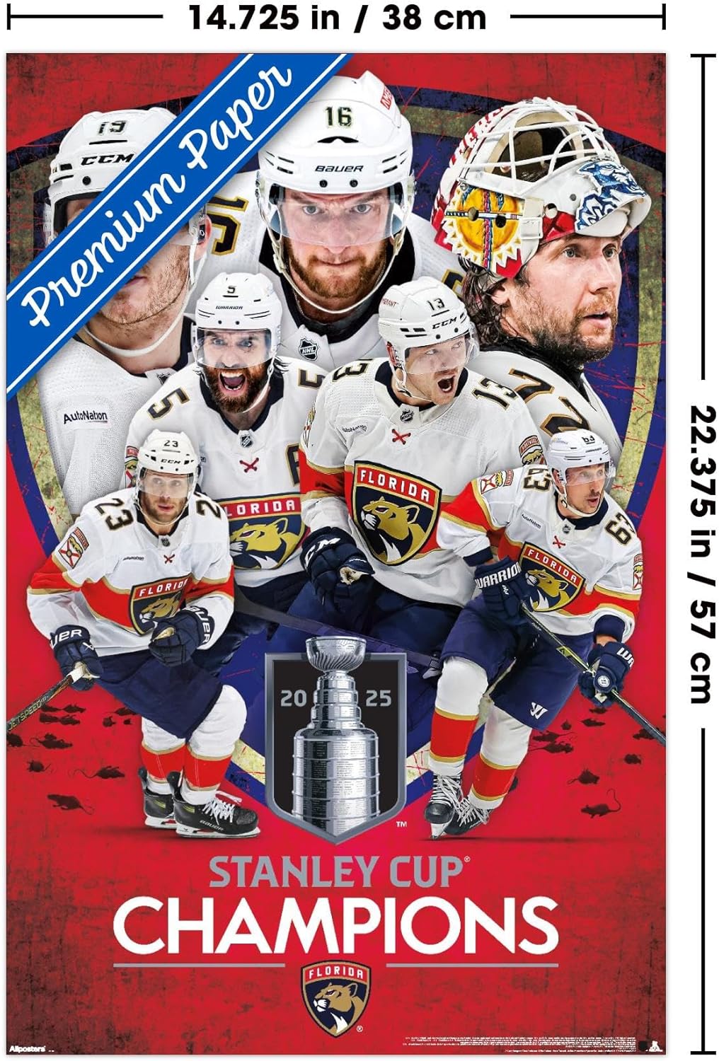 Trends International NHL Florida Panthers - 2025 Stanley Cup Champions Wall Poster, 34L x 22.4W, Premium Unframed Version