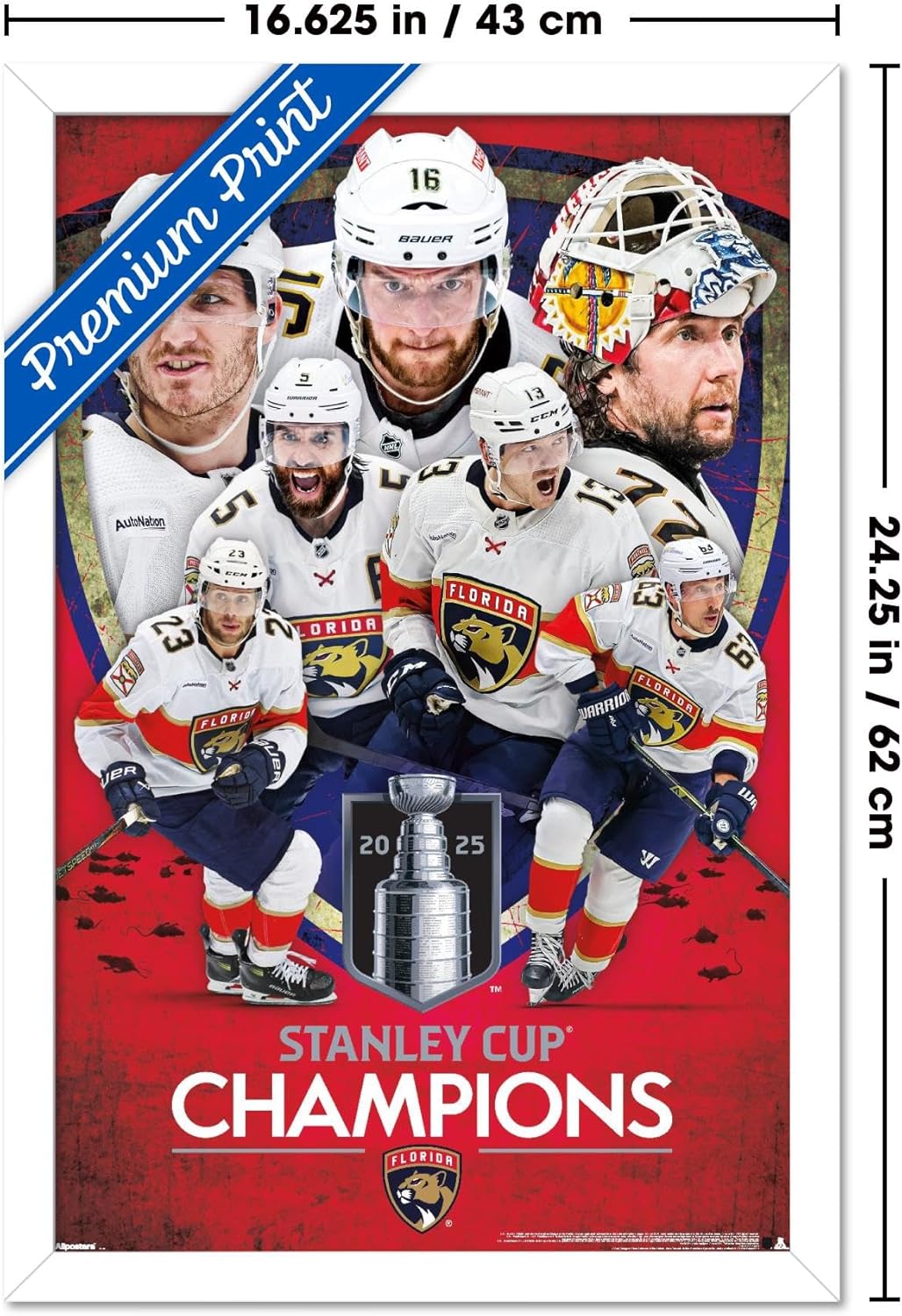 Trends International NHL Florida Panthers - 2025 Stanley Cup Champions Wall Poster, 34L x 22.4W, Premium Unframed Version