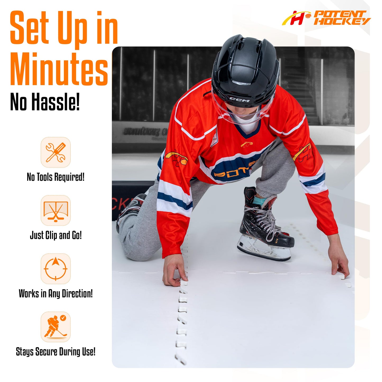 ArcticGlide Synthetic Ice Panels Pro, Easy-to-Assemble, Expandable Artificial Rink, Indoors/Outdoors - Hockey Training