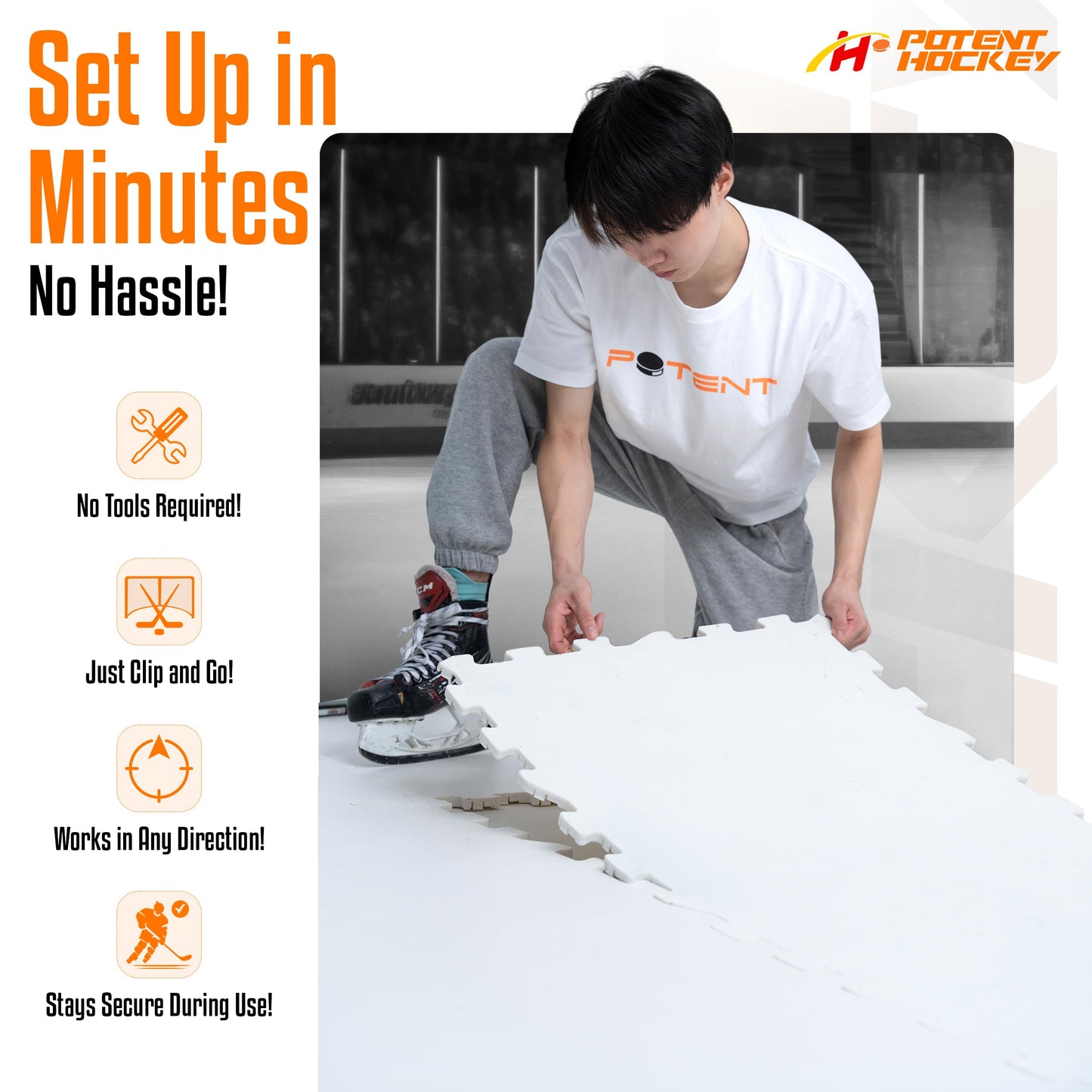 ArcticGlide Synthetic Ice Panels Pro, Easy-to-Assemble, Expandable Artificial Rink, Indoors/Outdoors - Hockey Training