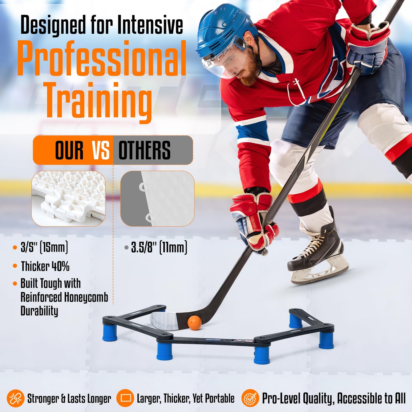 ArcticGlide Synthetic Ice Panels Pro, Easy-to-Assemble, Expandable Artificial Rink, Indoors/Outdoors - Hockey Training