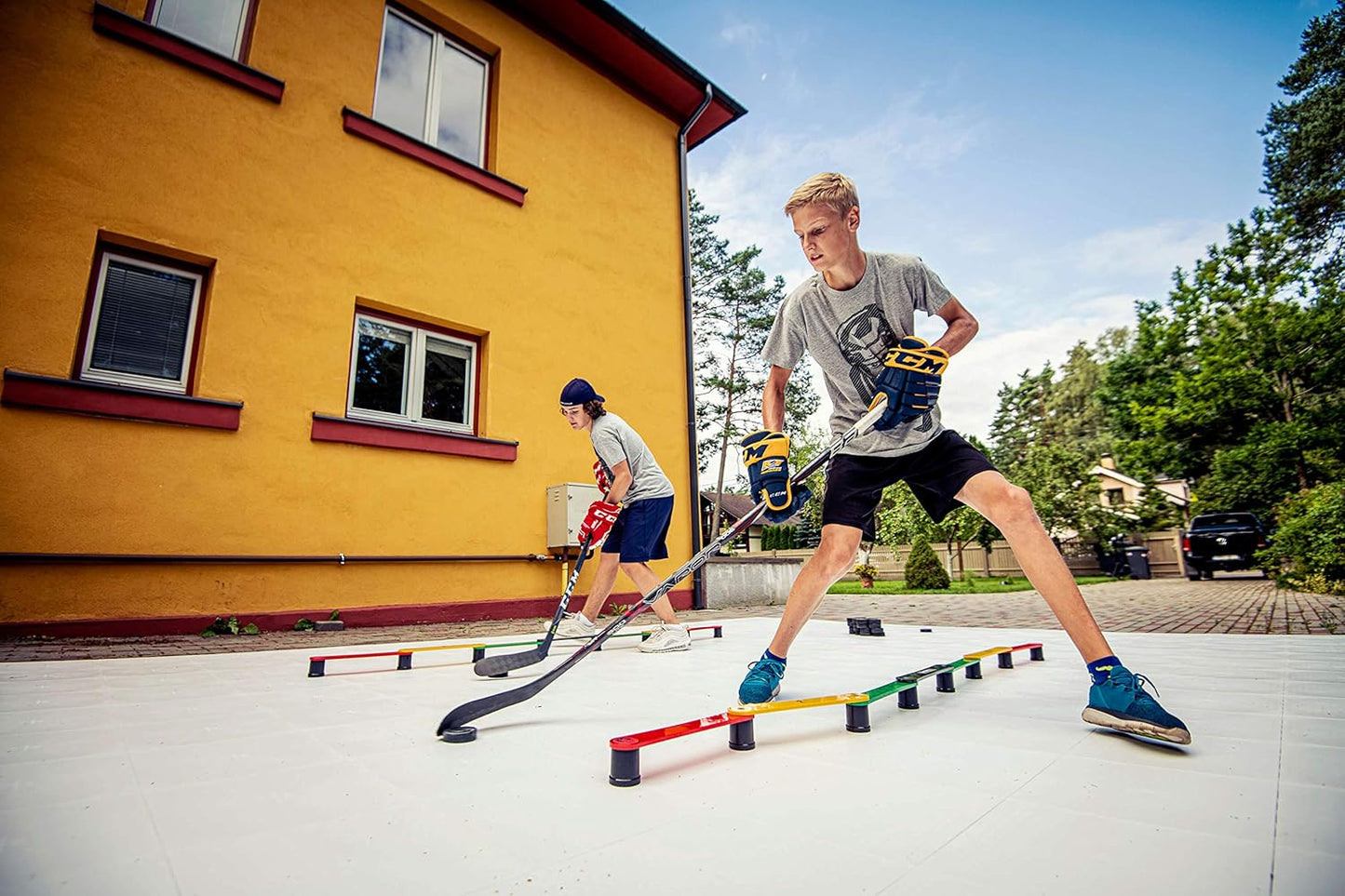 Hockey Revolution My Puzzle Durable Flooring Tiles - Slick Interlocking Training Surface for Stickhandling, Shooting, Passing - Build Your Own Platform (8 Tiles (9.39 sqft)