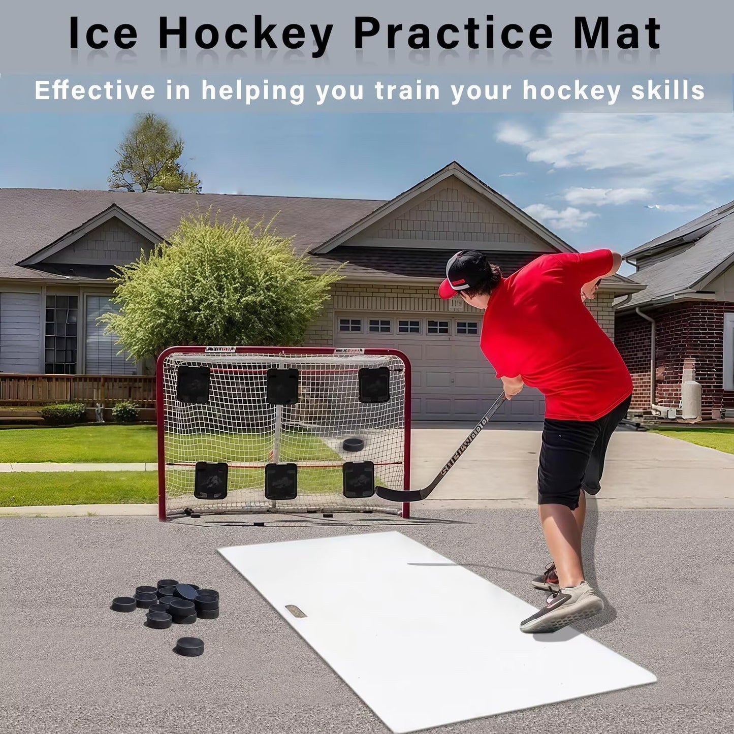Hockey Shooting Pad Ice Hockey Training Equipment, Use Training Aid for Shooting, Passing & Stickhandling, Portable and Convenient
