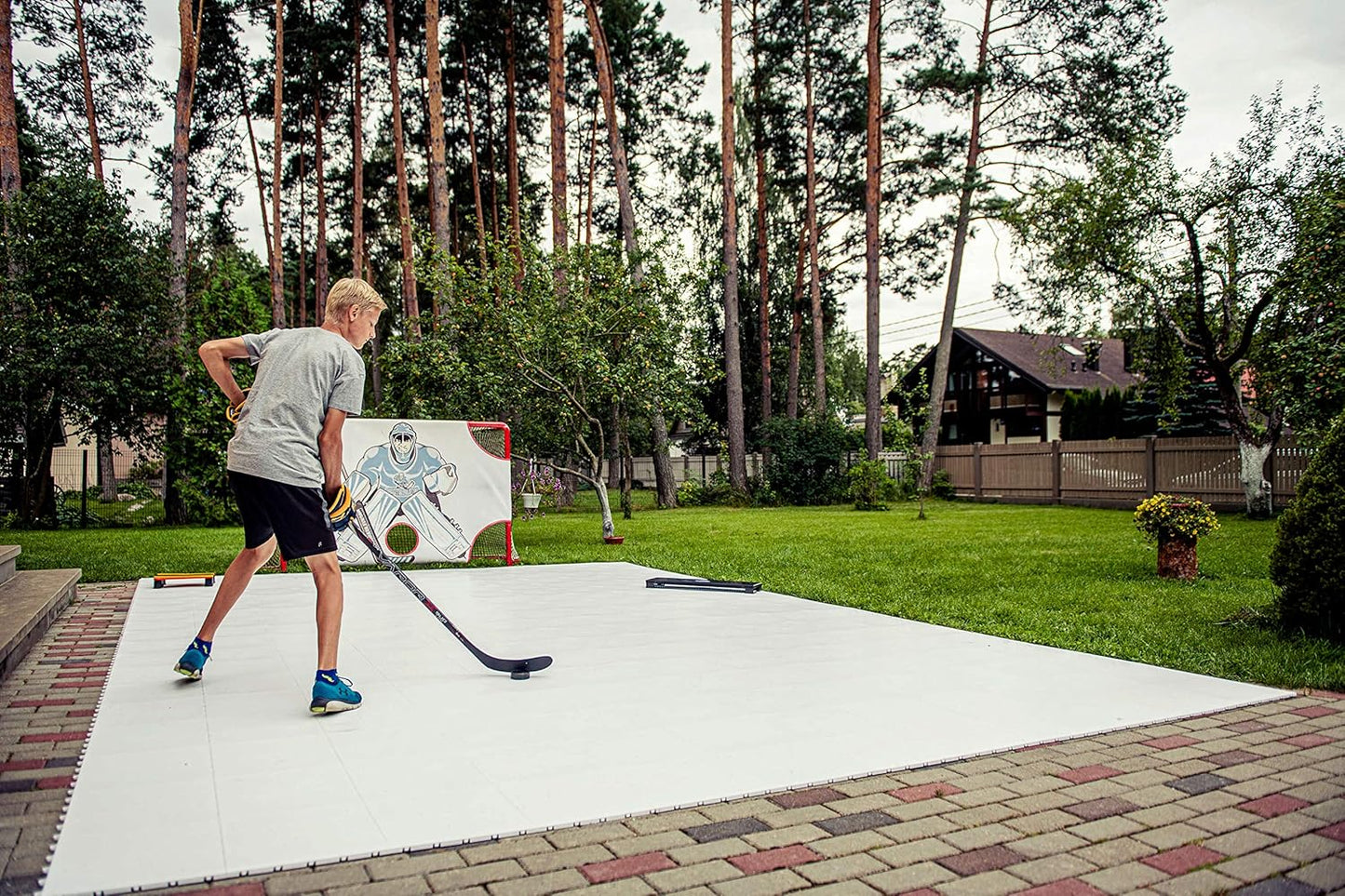 Hockey Revolution My Puzzle Durable Flooring Tiles - Slick Interlocking Training Surface for Stickhandling, Shooting, Passing - Build Your Own Platform (8 Tiles (9.39 sqft)