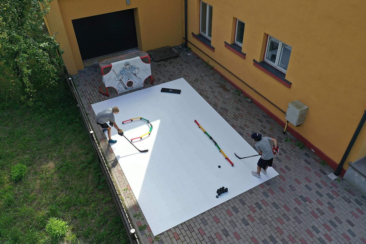 Hockey Revolution My Puzzle Durable Flooring Tiles - Slick Interlocking Training Surface for Stickhandling, Shooting, Passing - Build Your Own Platform (8 Tiles (9.39 sqft)