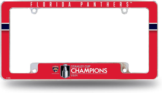 Rico Industries NHL Hockey Florida Panthers 2024 Stanley Cup Champions 12" x 6" Chrome All Over Automotive License Plate Frame for Car/Truck/SUV