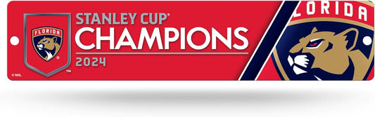 Rico Industries NHL Hockey Florida Panthers 2024 Stanley Cup Champions Plastic 4" x 16" Street Sign