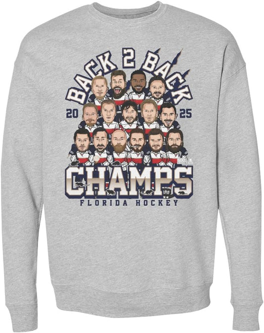 500 LEVEL Florida Hockey 2025 Back to Back World Champs Crewneck Sweatshirt