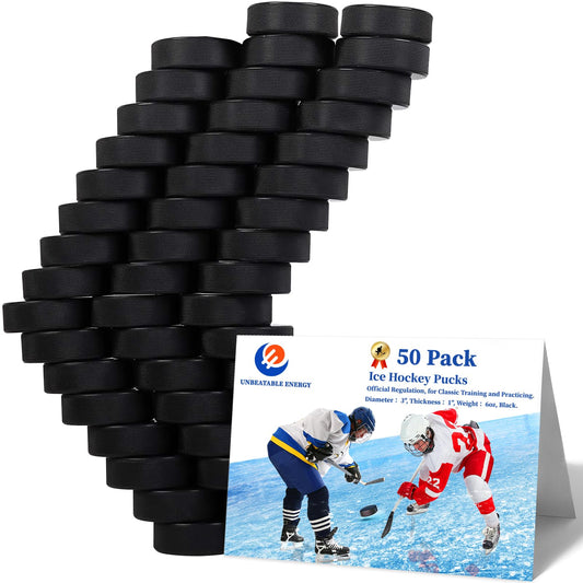 Hockey Pucks 50 Pack, Hockey Puck (Black), Official Hockey Pucks for Practicing and Classic Training, Ice Hockey Pucks Diameter 3", Thickness 1", 6oz, Hockey Pucks Bulk
