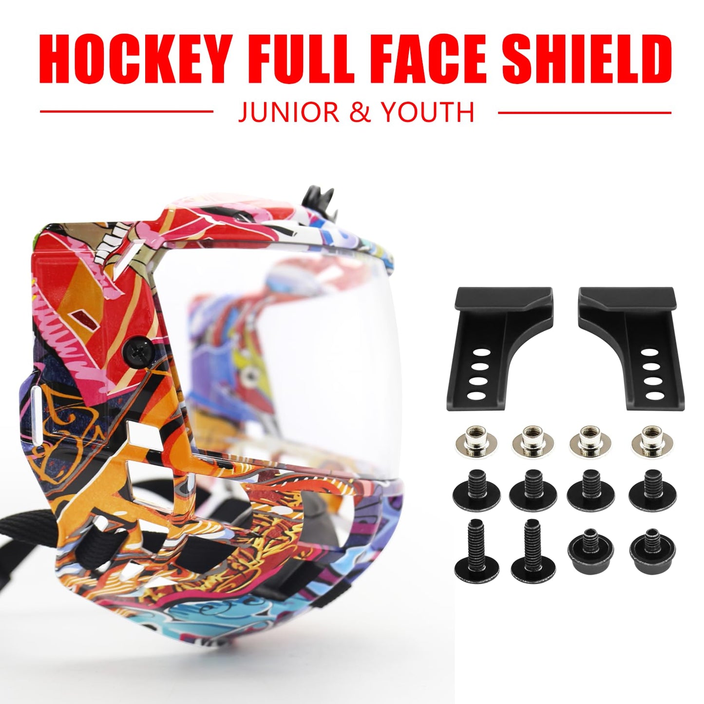 GY Hockey Full Shield Visor Junior Hockey Visor Ice Hockey Helmet Full Face Protection Visor (Clear)
