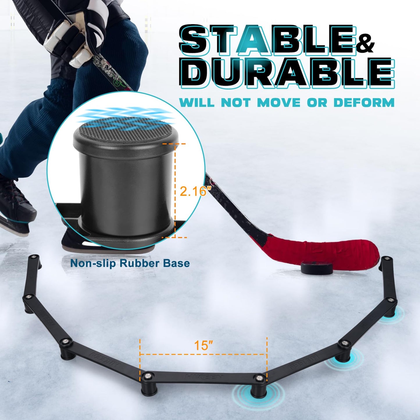Hikeen 7-Sections Hockey Training Equipment,Magnetic Adjustable Size Hockey Stick Handling Trainer,Portable Stickhandling Training Tool for Puck Control, Reaction Time and Coordination