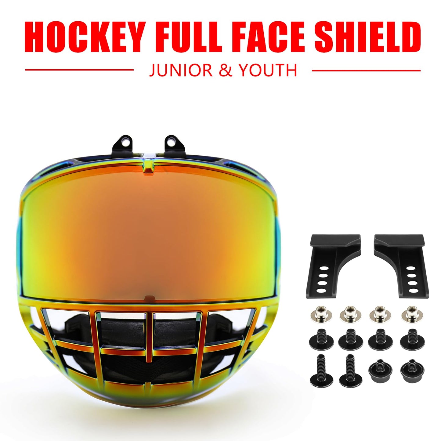 GY Hockey Full Shield Visor Junior Hockey Visor Ice Hockey Helmet Full Face Protection Visor (Clear)