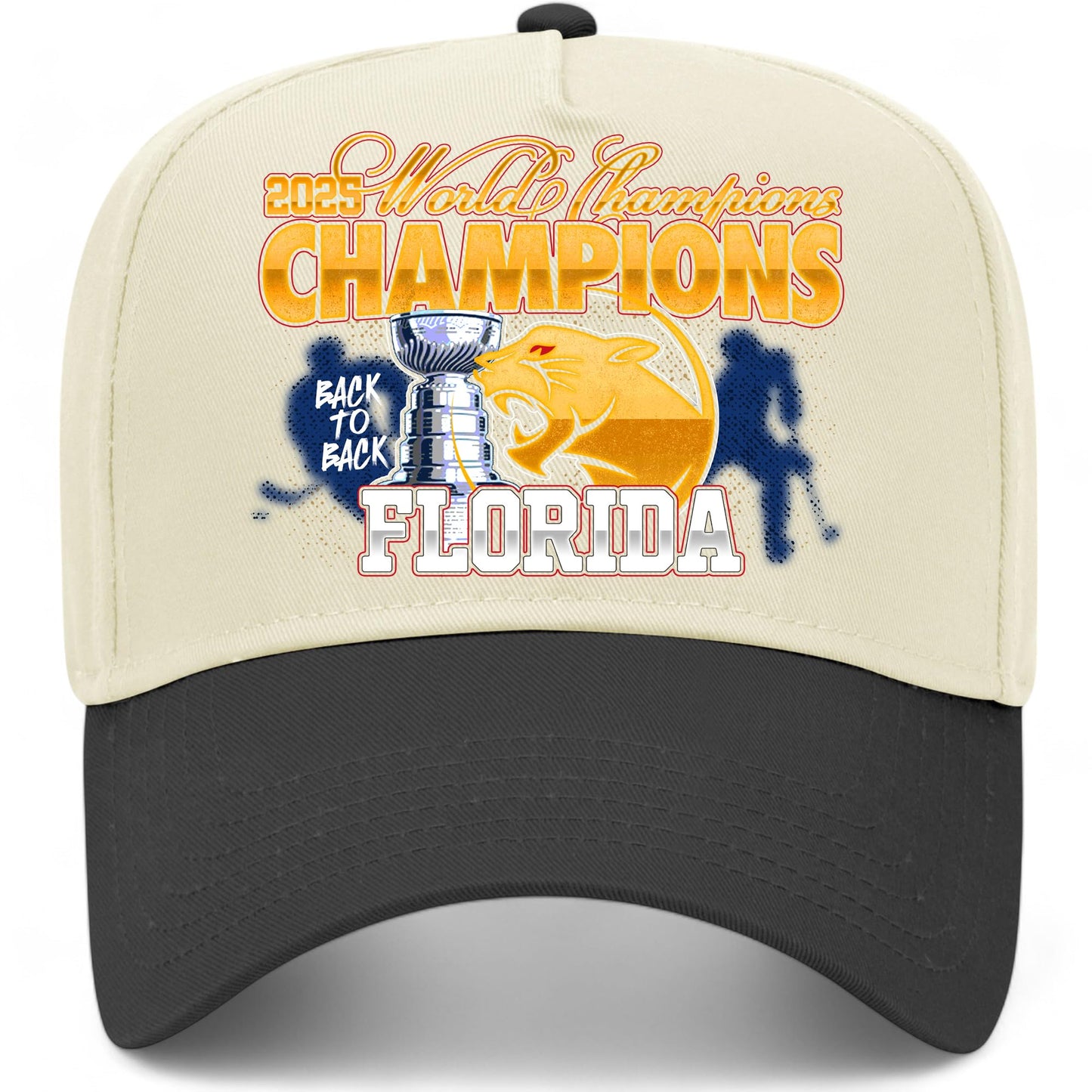 Florida Hockey 2025 World Champions Vintage Trucker Hat | Cup Final Trendy Sports | Premium Snapback Hat for Men & Women