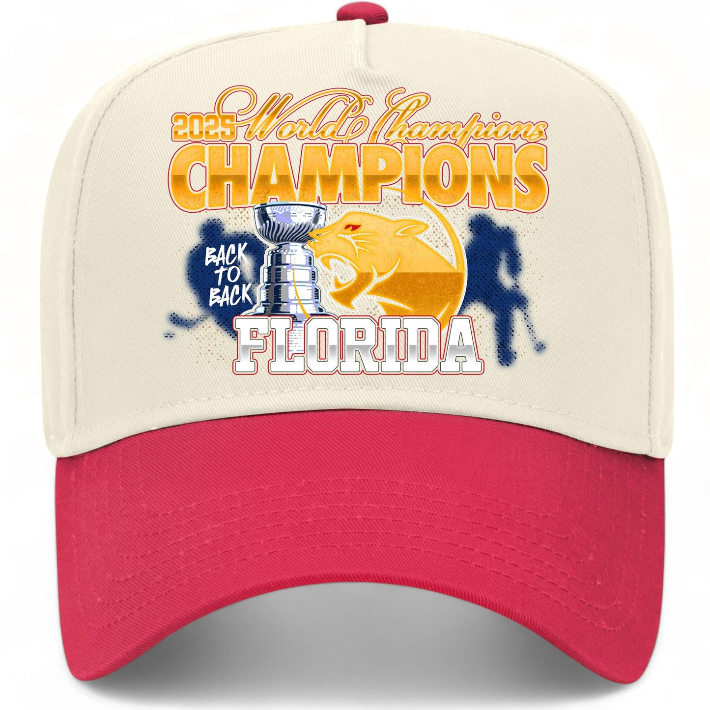 Florida Hockey 2025 World Champions Vintage Trucker Hat | Cup Final Trendy Sports | Premium Snapback Hat for Men & Women