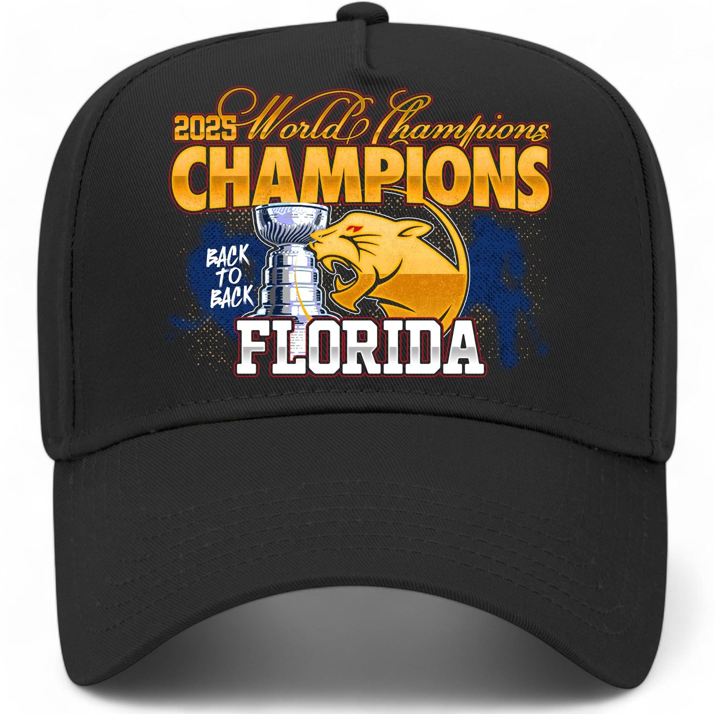 Florida Hockey 2025 World Champions Vintage Trucker Hat | Cup Final Trendy Sports | Premium Snapback Hat for Men & Women