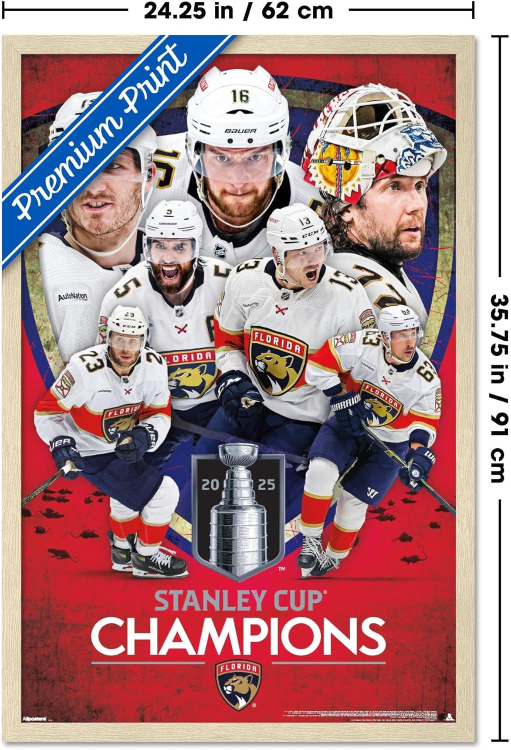 Trends International NHL Florida Panthers - 2025 Stanley Cup Champions Wall Poster, 34L x 22.4W, Premium Unframed Version