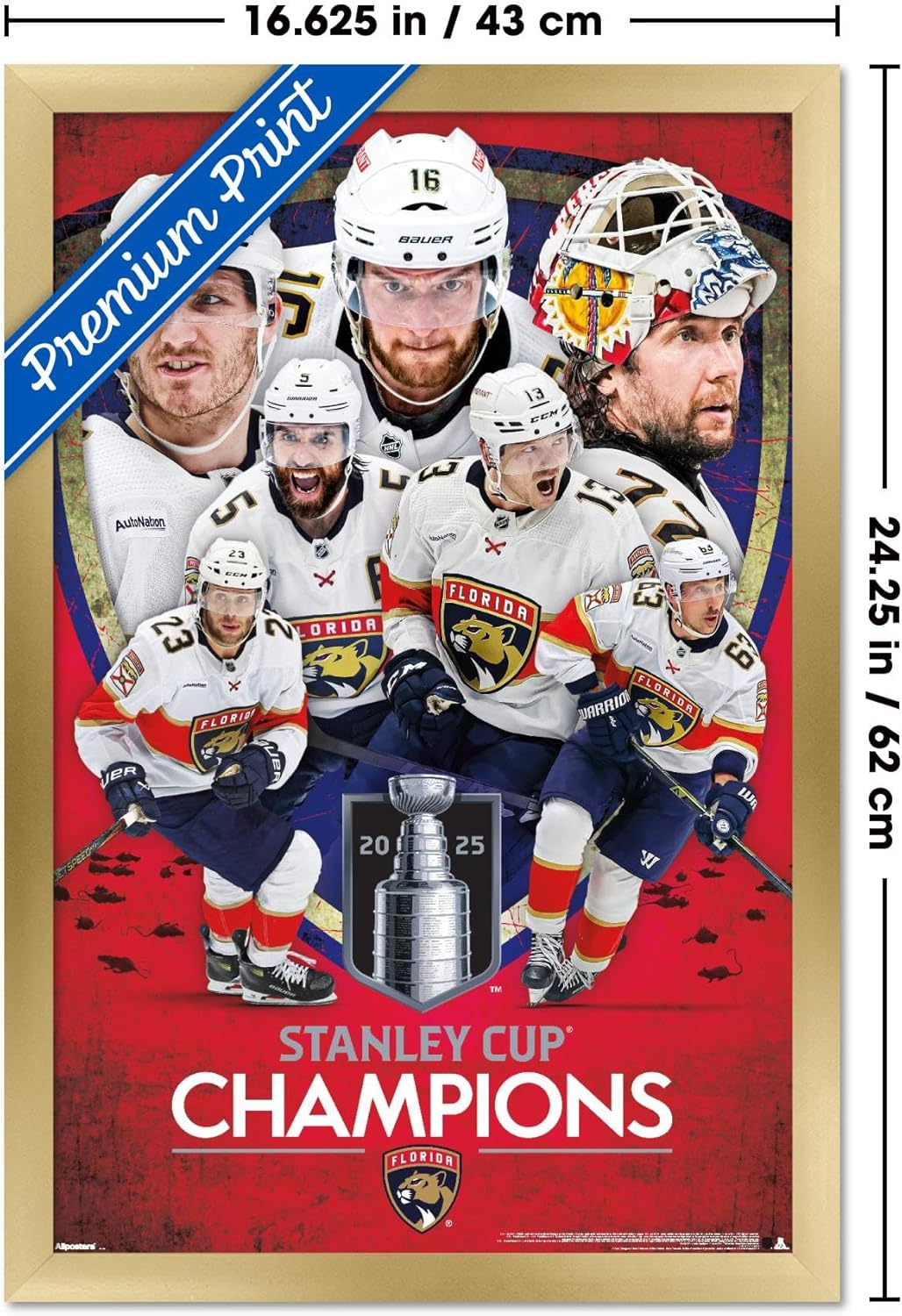 Trends International NHL Florida Panthers - 2025 Stanley Cup Champions Wall Poster, 34L x 22.4W, Premium Unframed Version